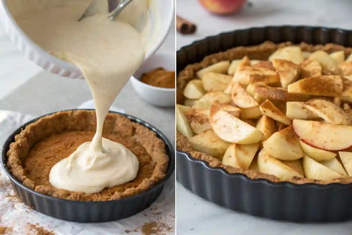 Assembling Apple Crumble Cheesecake Apple Crumble Cheesecake