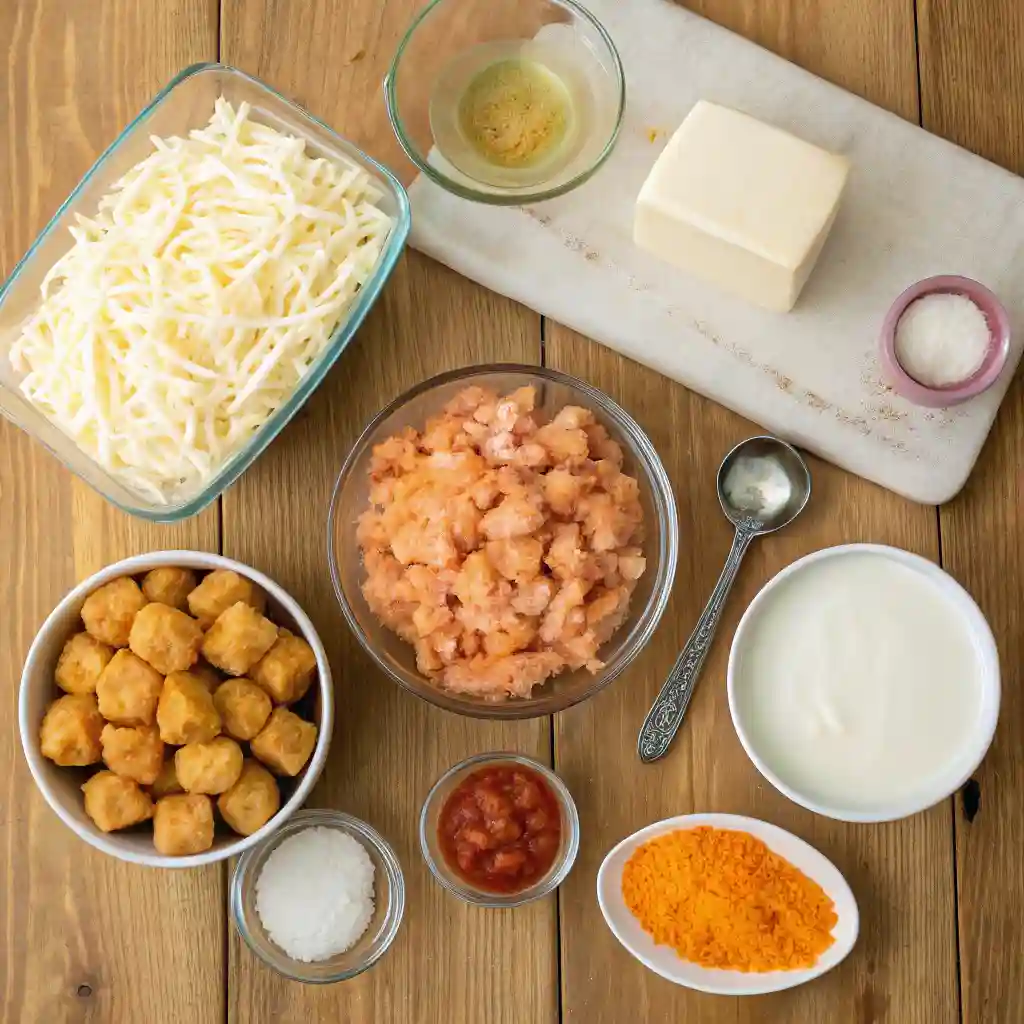 Buffalo Chicken Tater Tot Casserole