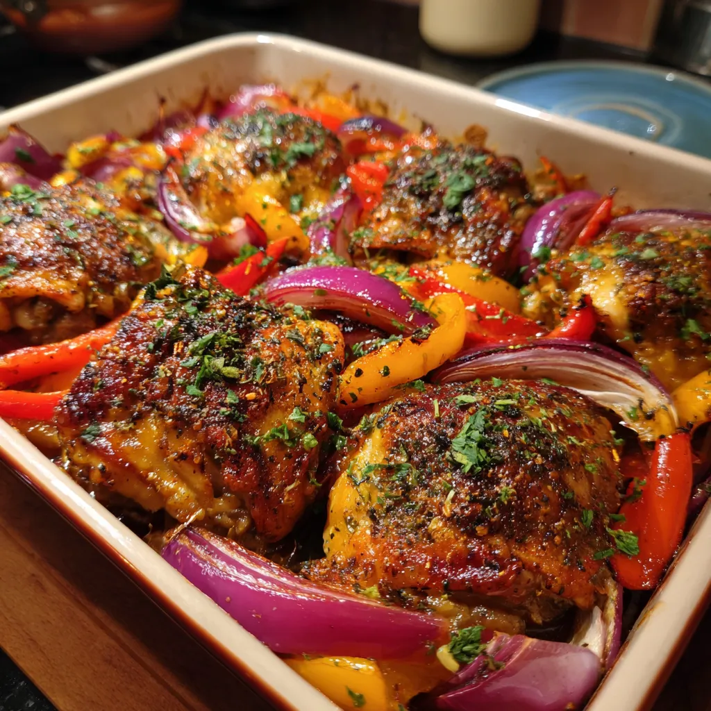 Chicken Thighs with Peppers and Onions