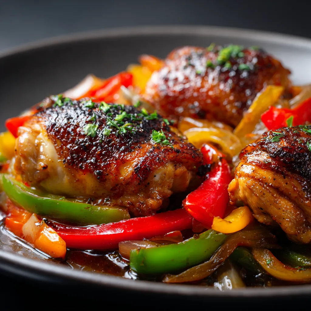 Chicken Thighs with Peppers and Onions