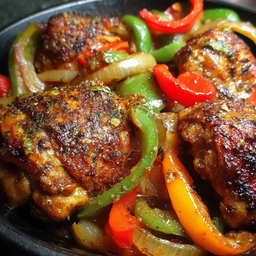 Chicken Thighs with Peppers and Onions