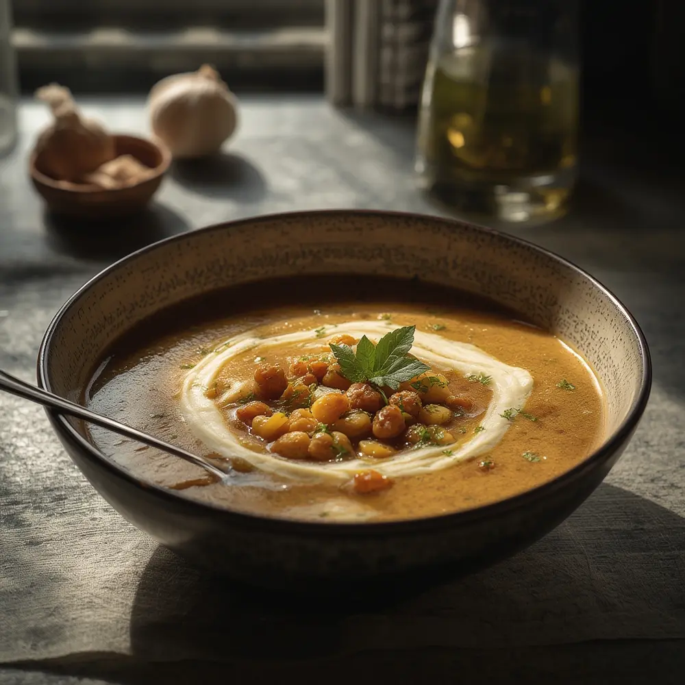 Vegan Garlic Chickpea Soup